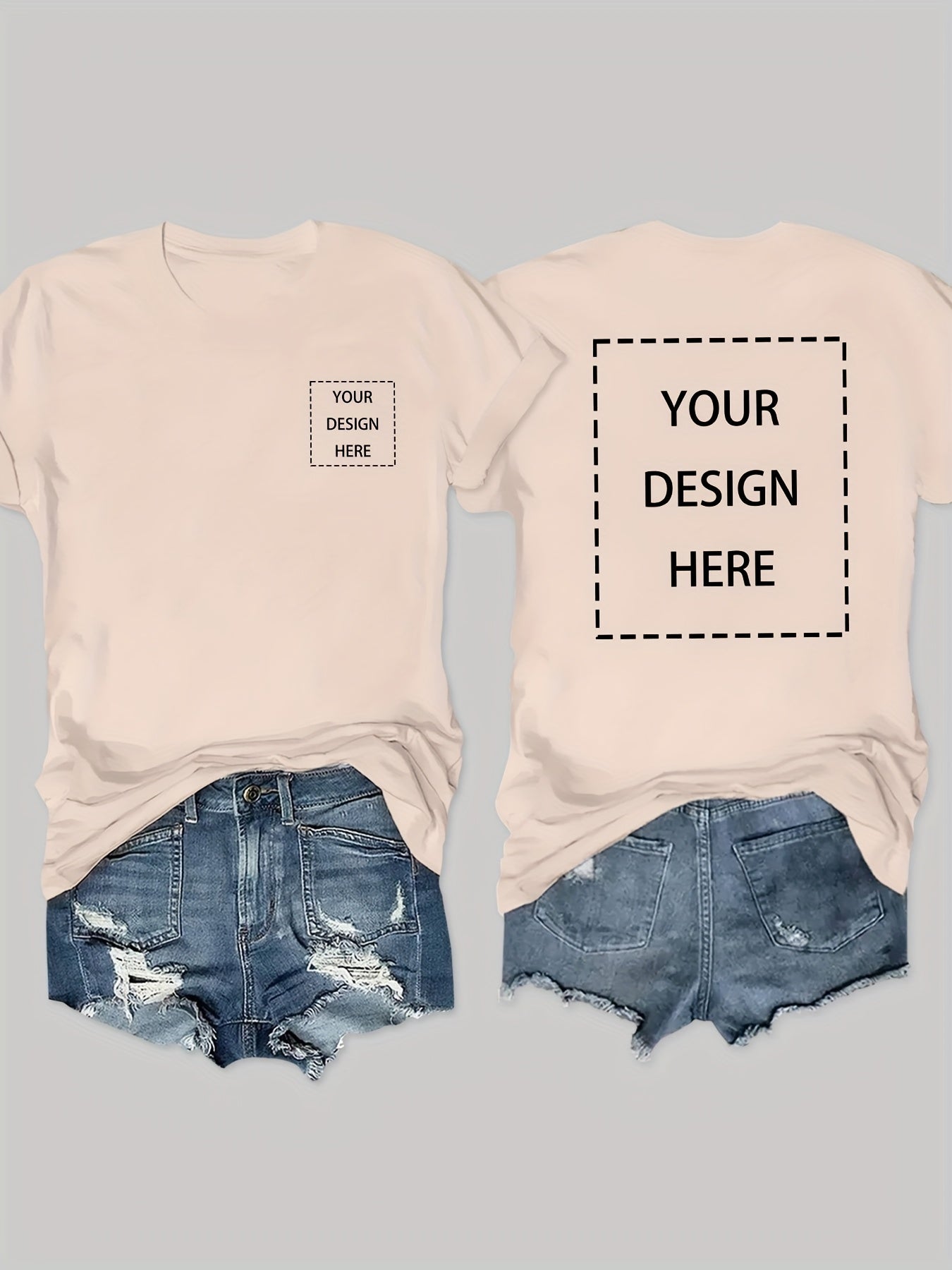 Women's Graphic Print T-Shirt - Crew Neck Short Sleeve Geometric Pink White Design detail view
