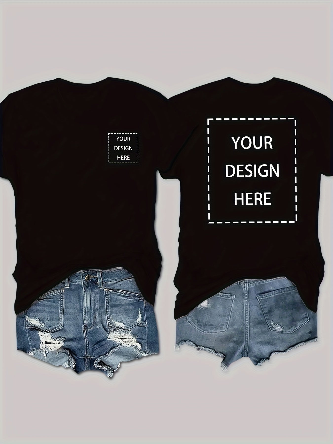 Women's Graphic Print T-Shirt - Crew Neck Short Sleeve Geometric Pink White Design detail view