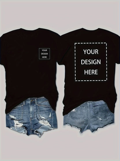 Women's Graphic Print T-Shirt - Crew Neck Short Sleeve Geometric Pink White Design detail view
