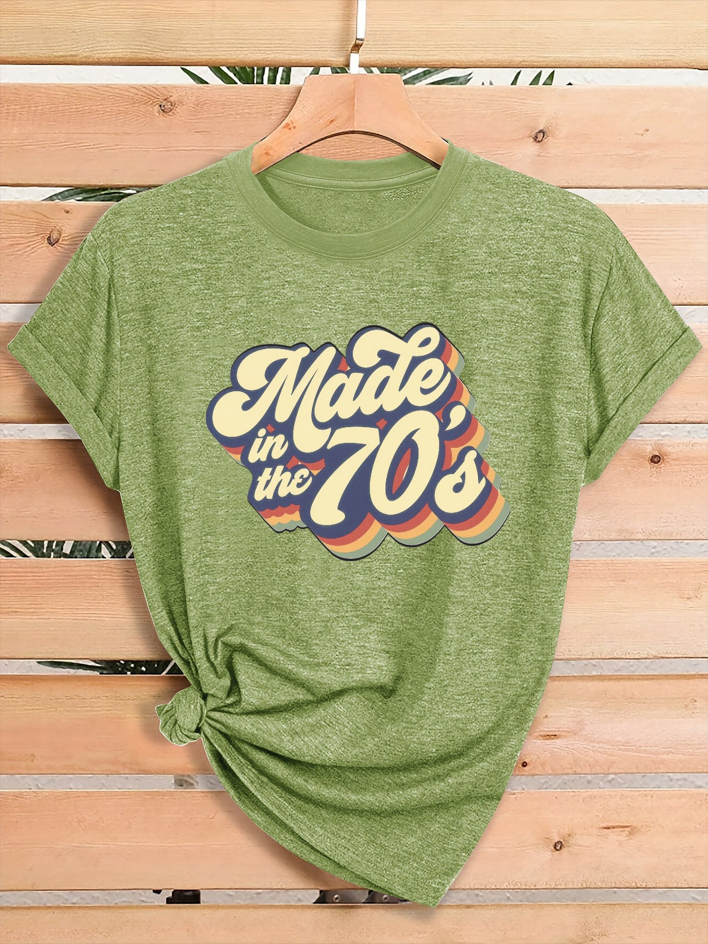 Women's Graphic Print T-Shirt - Crew Neck Short Sleeve – Green / Grey – Green option – view 2
