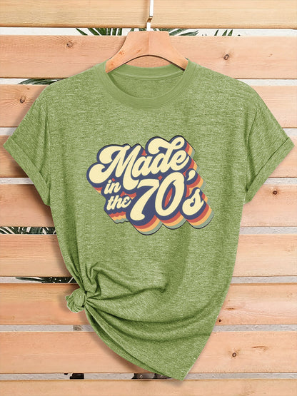 Women's Graphic Print T-Shirt - Crew Neck Short Sleeve – Green / Grey – Green option – view 2