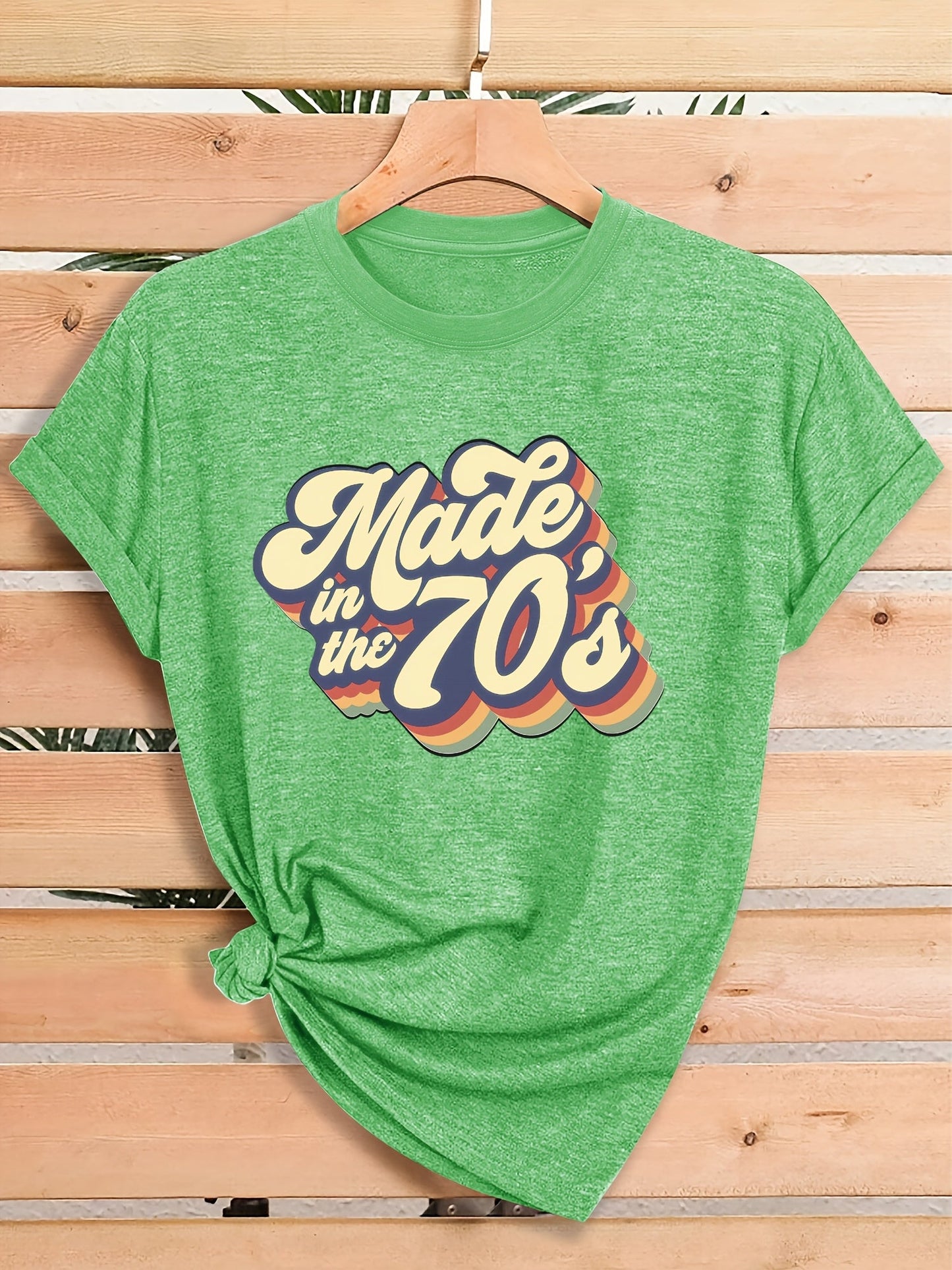 Women's Graphic Print T-Shirt - Crew Neck Short Sleeve – Green / Grey – Green option – view 9