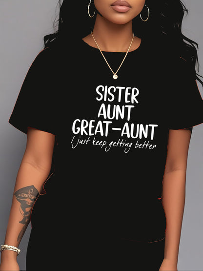Women's Graphic Print T-Shirt - Crew Neck Short Sleeve – Pink / Black detail view