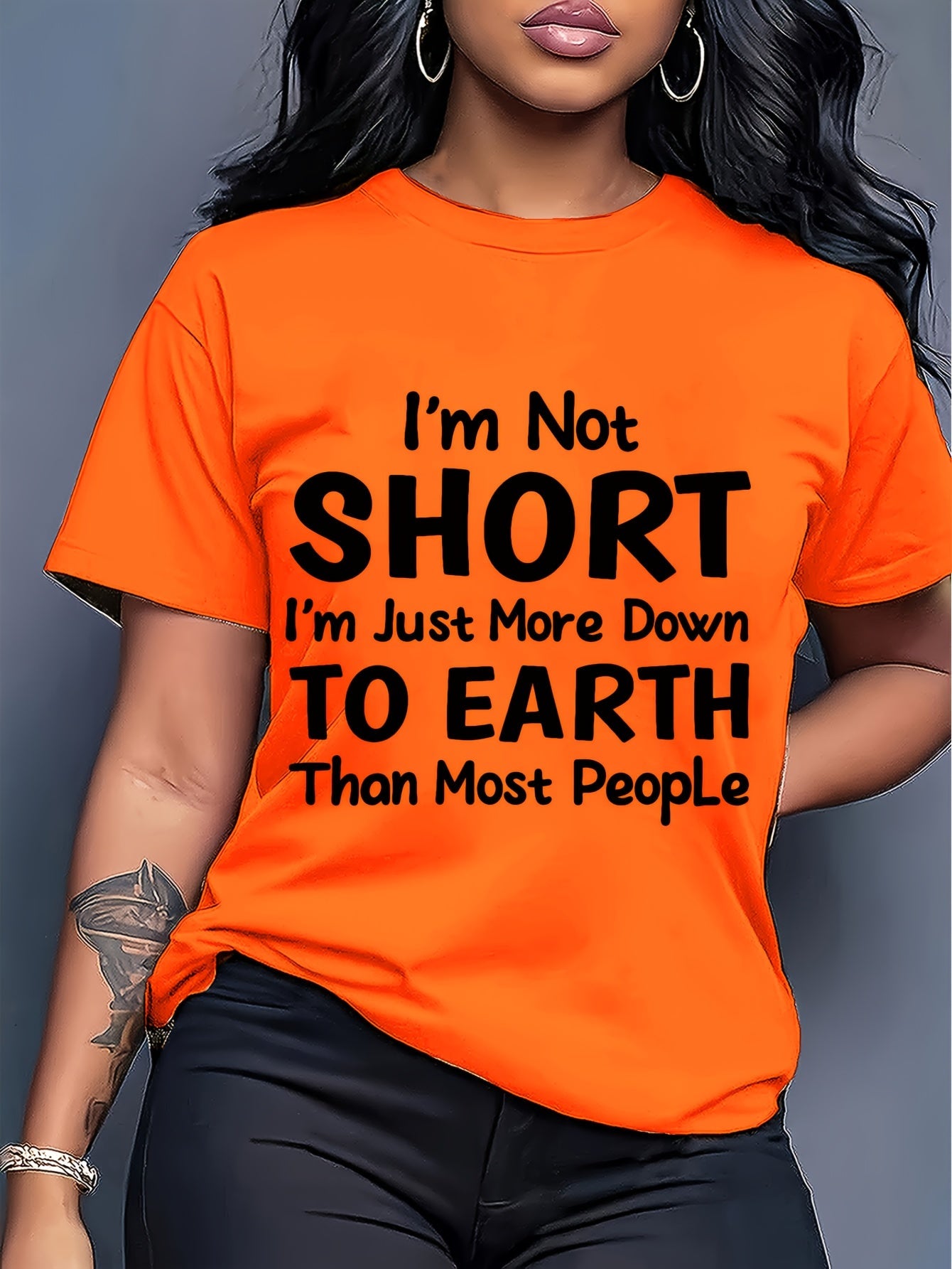 Women's Graphic Print T-Shirt - Crew Neck Short Sleeve Plaid detail view