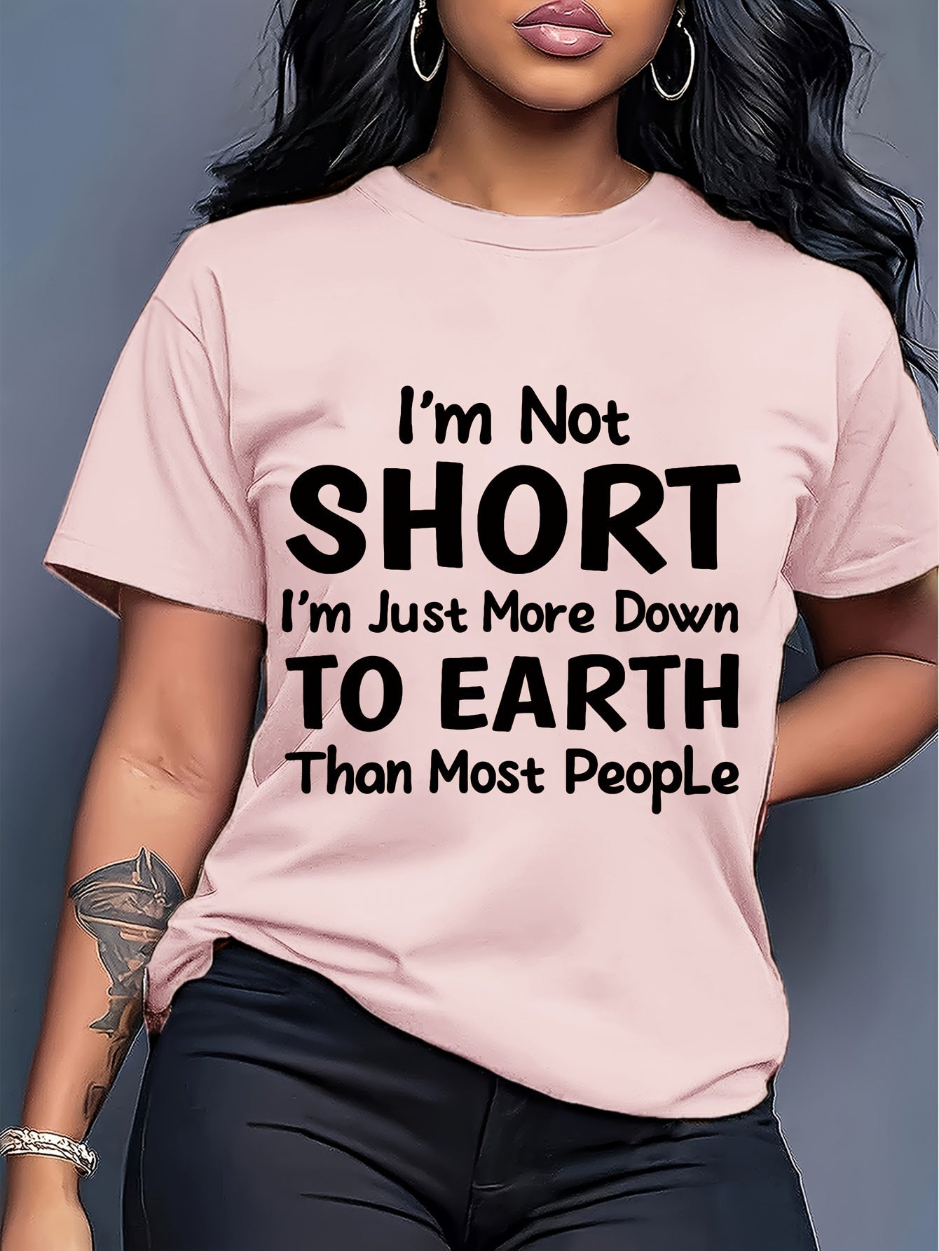 Women's Graphic Print T-Shirt - Crew Neck Short Sleeve Plaid – Purple option – view 5