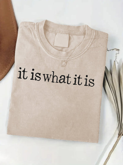 Women's Graphic Print T-Shirt - Crew Neck Short Sleeve Retro Wash detail view