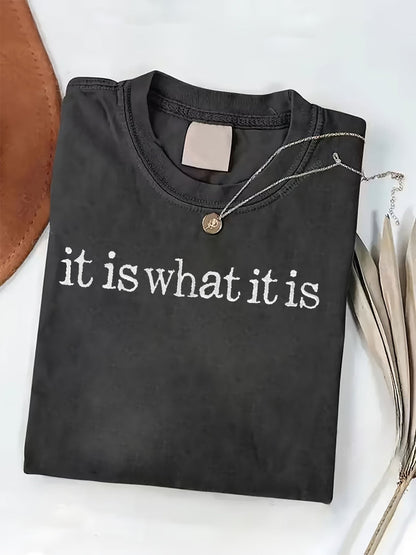 Women's Graphic Print T-Shirt - Crew Neck Short Sleeve Retro Wash detail view