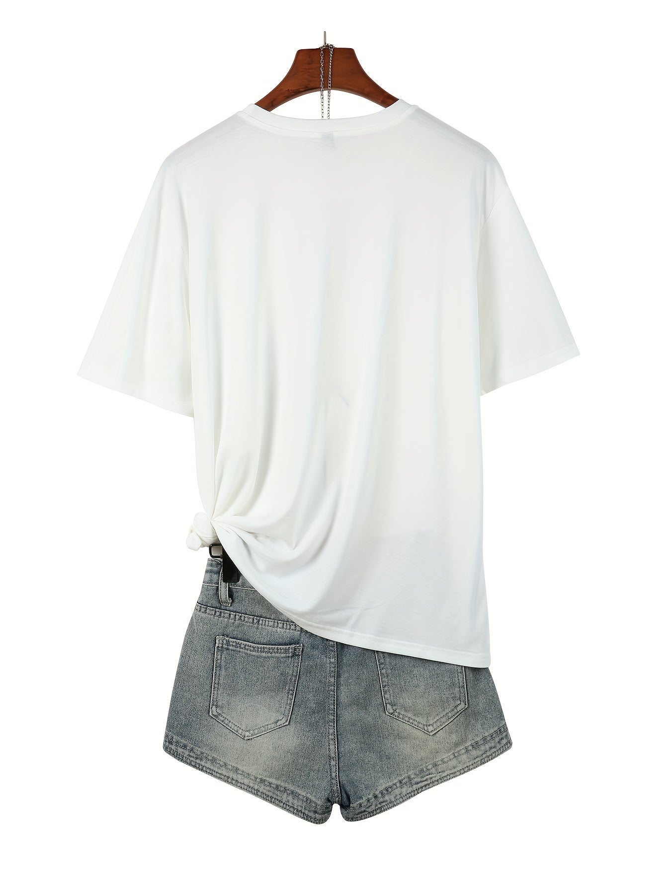 Women's Graphic Print T-Shirt - Crew Neck Short Sleeve – White / 5-Variant Selection detail view