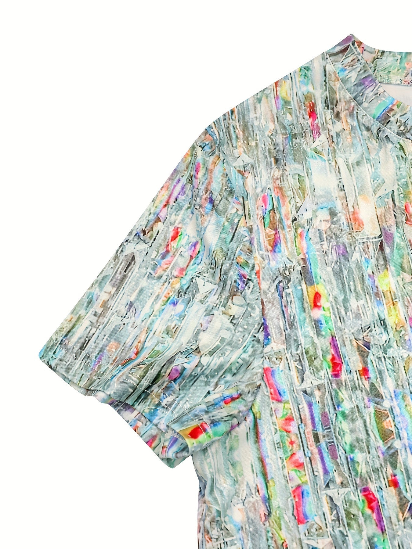 Women's Graphic Print T-Shirt - Notched Neck Short Sleeve detail view