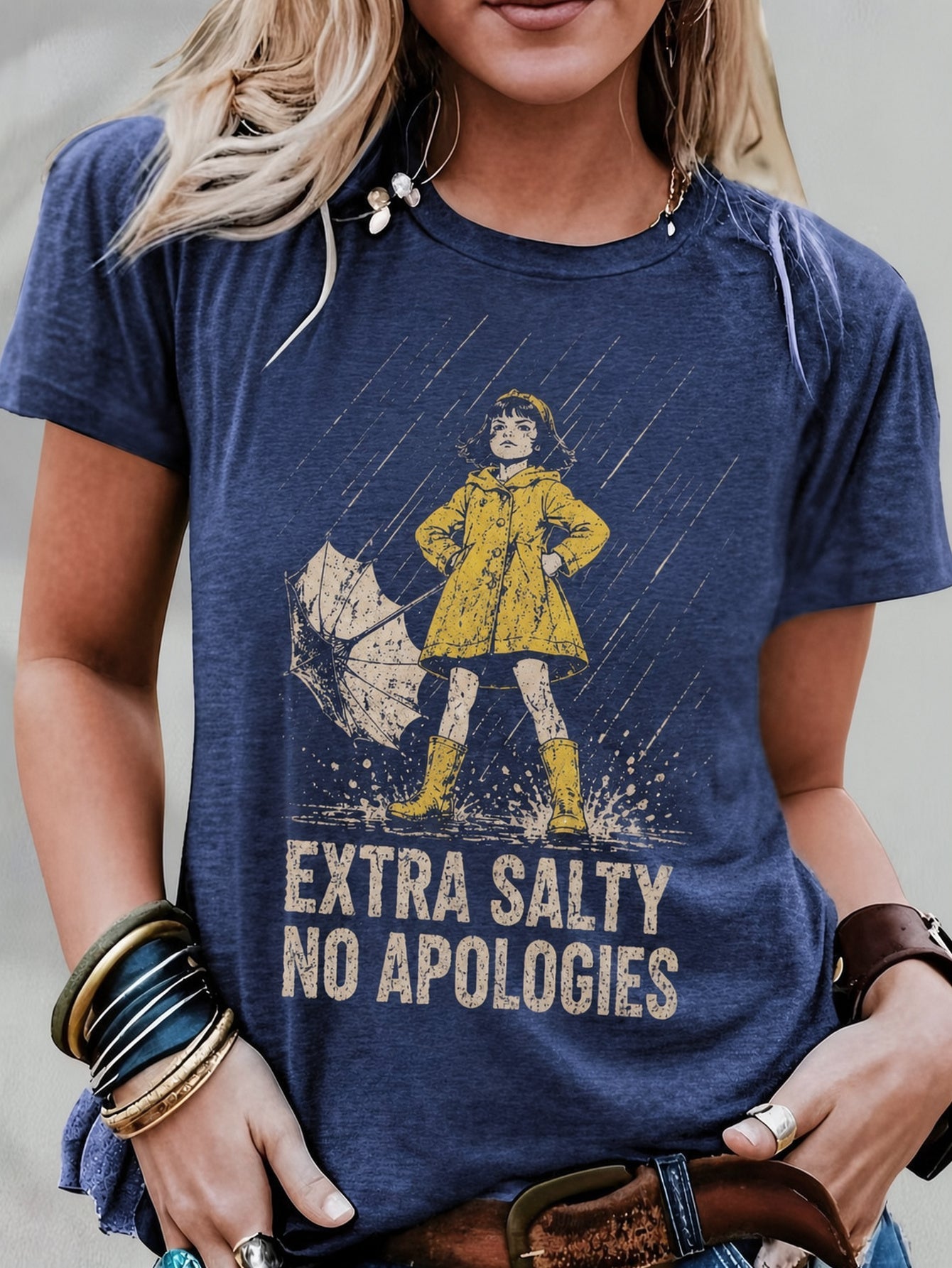 Women's Graphic Print T-Shirt - Regular Fit – 5-Color Selection – Navy option – view 3