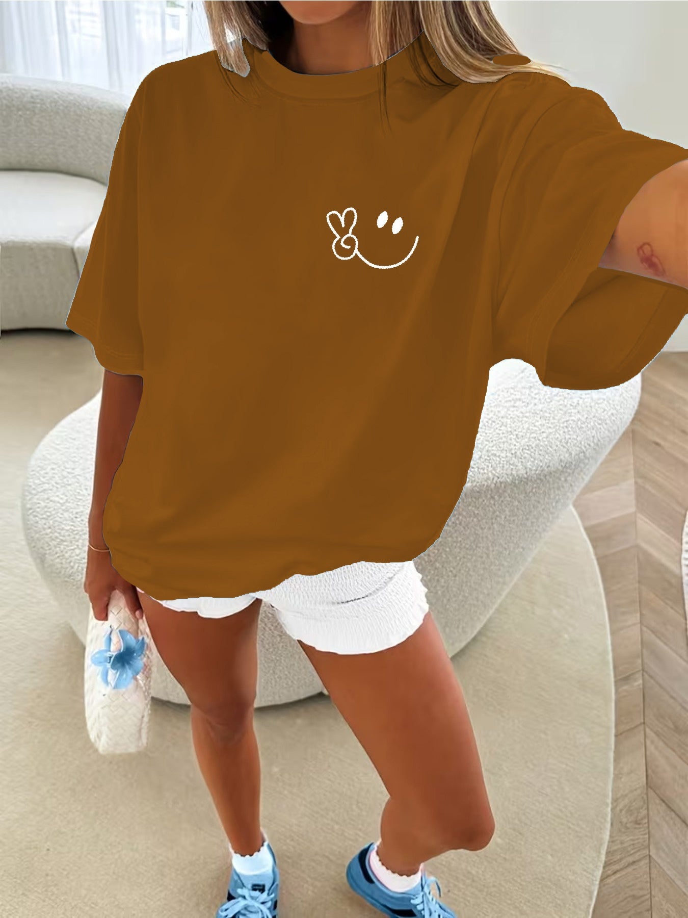 Women's Graphic Print T-Shirt - Regular Fit – 8-Color Selection – Apricot option – view 5