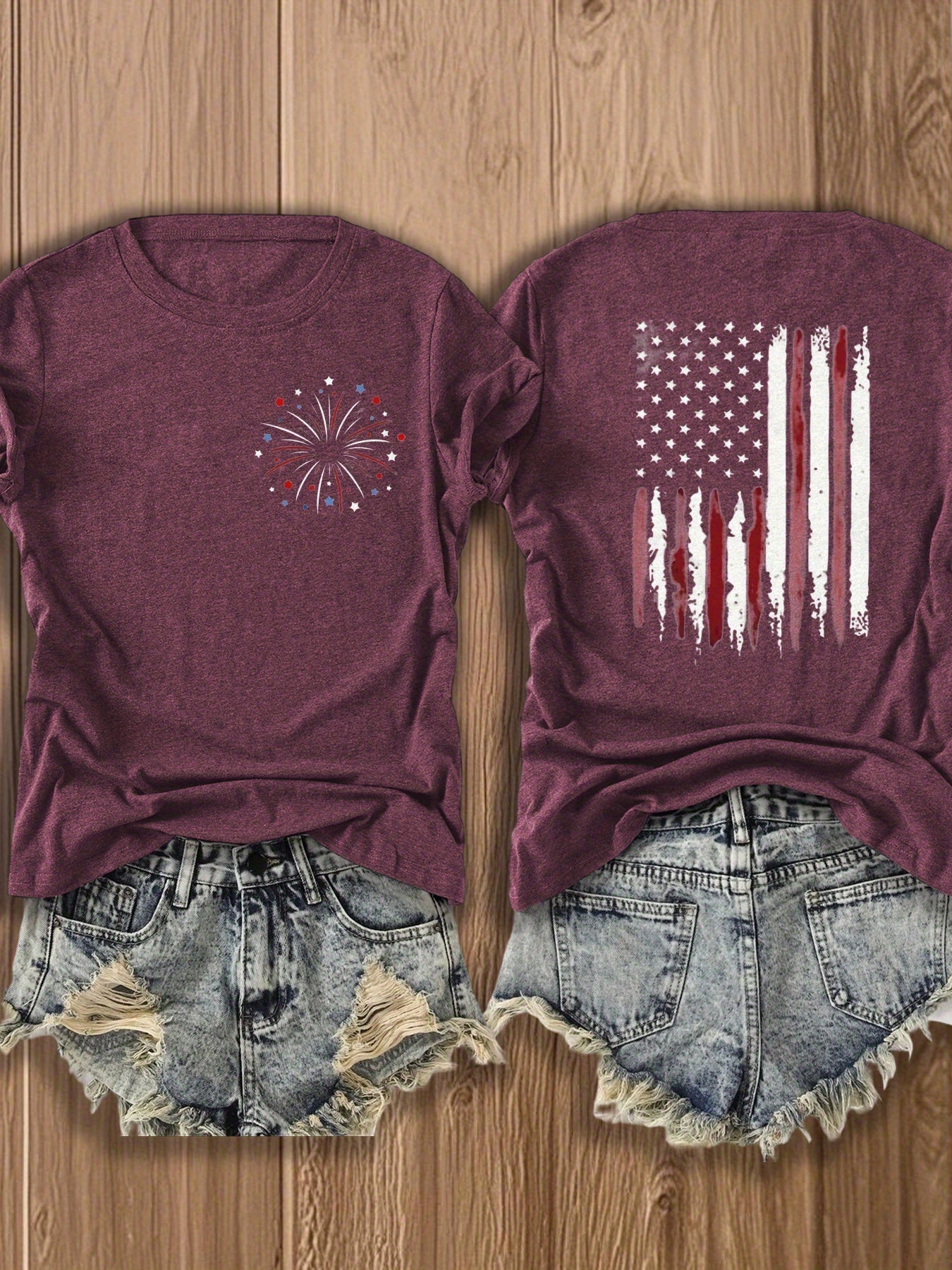 Women's Graphic Print T-Shirt - Regular Fit – Burgundy – view 2