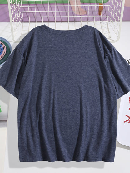 Women's Graphic Print T-Shirt - Regular Fit – Dark Gray / Navy Color detail view
