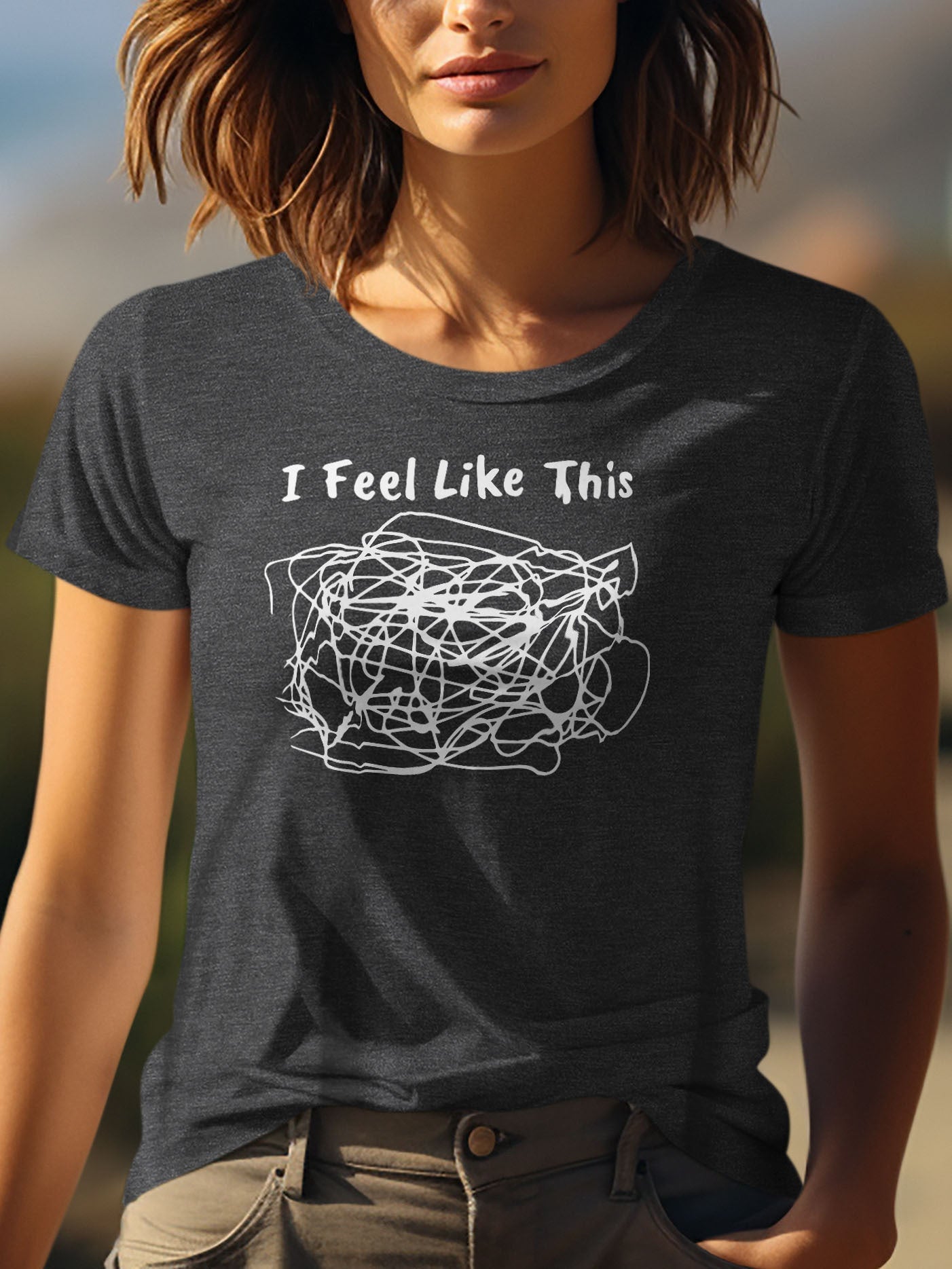 Women's Graphic Print T-Shirt - Regular Fit – Dark Gray / Navy Color detail view