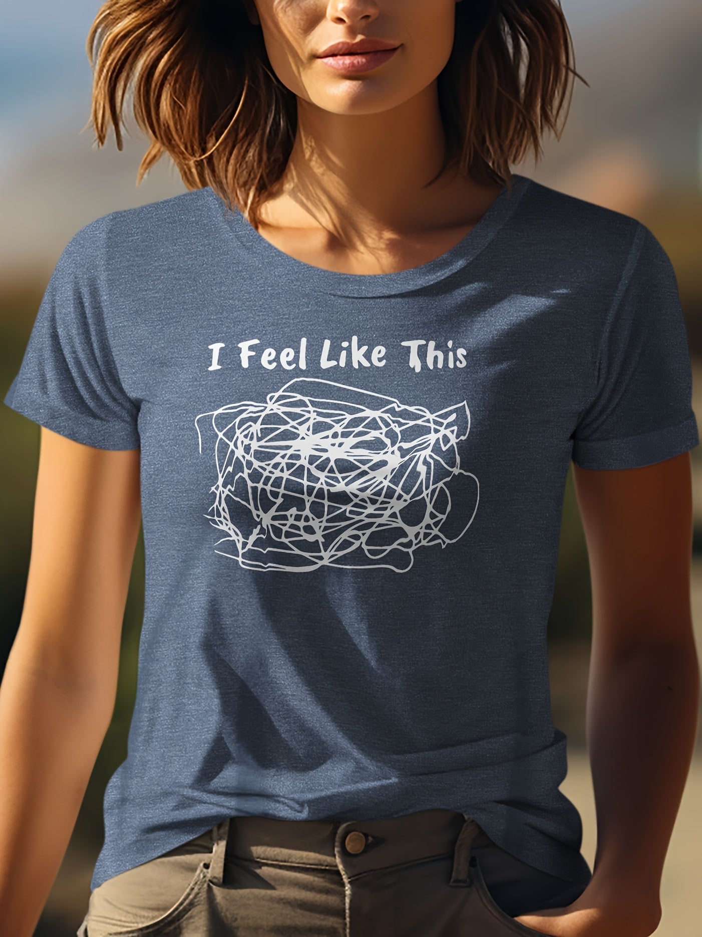 Women's Graphic Print T-Shirt - Regular Fit – Dark Gray / Navy Color – Gray option – view 2