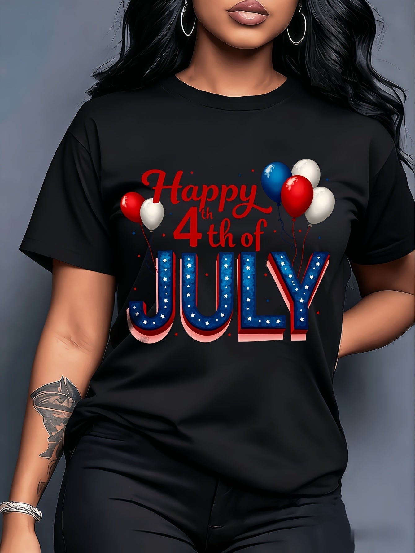 Women's Graphic Print T-Shirt - Relaxed Fit – Sizes 1XL–5XL detail view