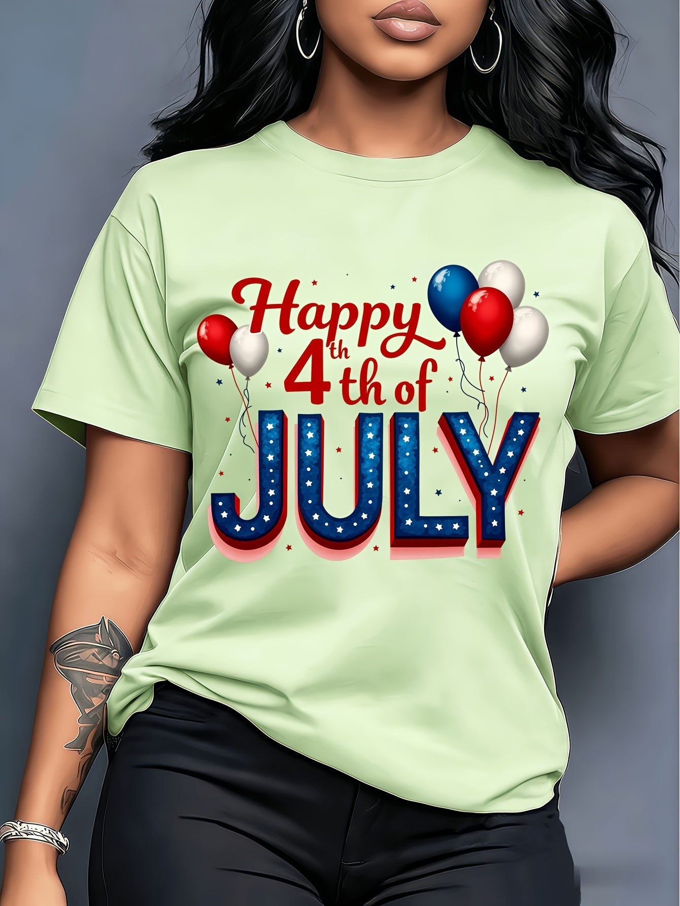 Women's Graphic Print T-Shirt - Relaxed Fit – Sizes 1XL–5XL detail view