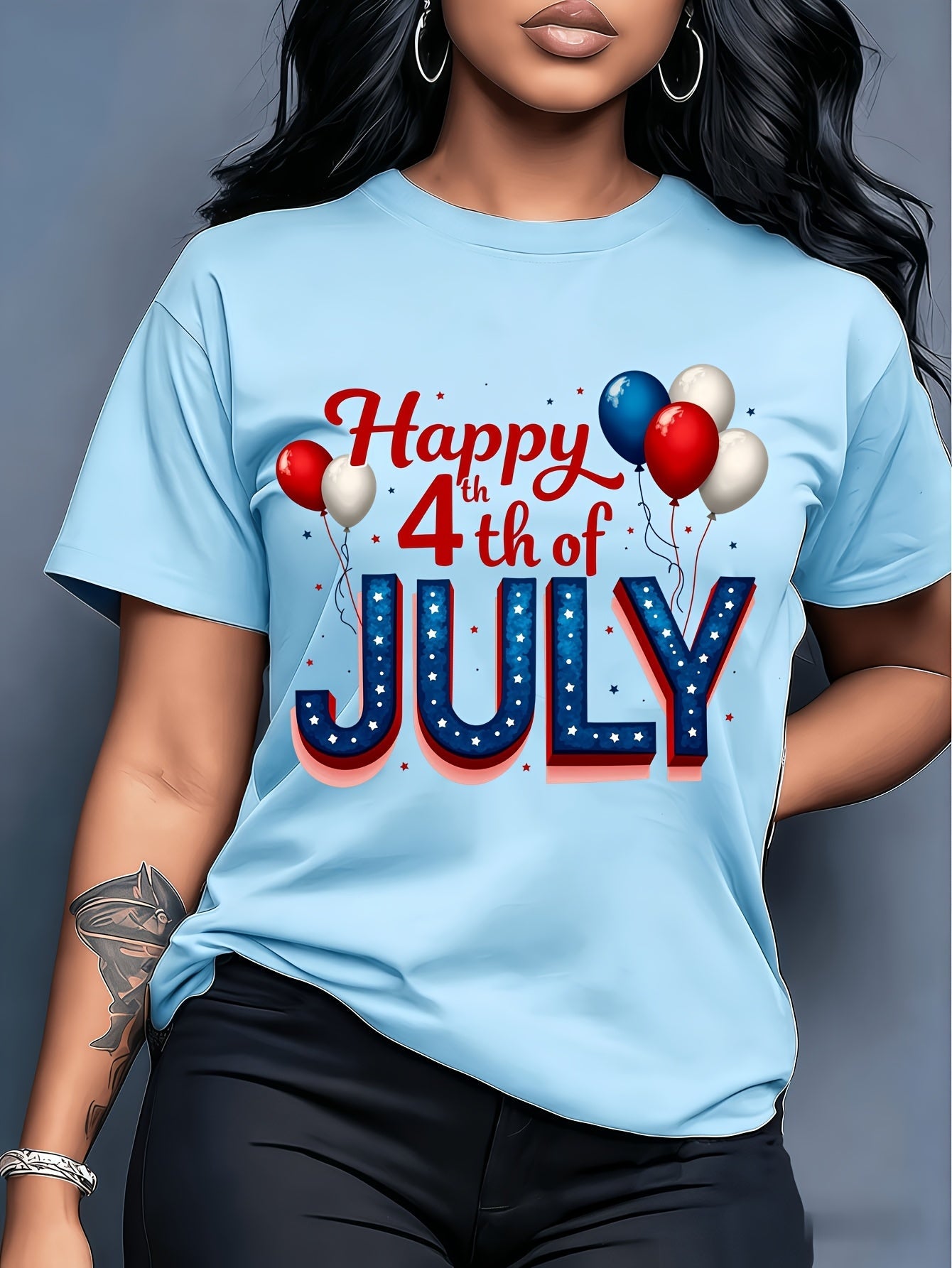 Women's Graphic Print T-Shirt - Relaxed Fit – Sizes 1XL–5XL detail view