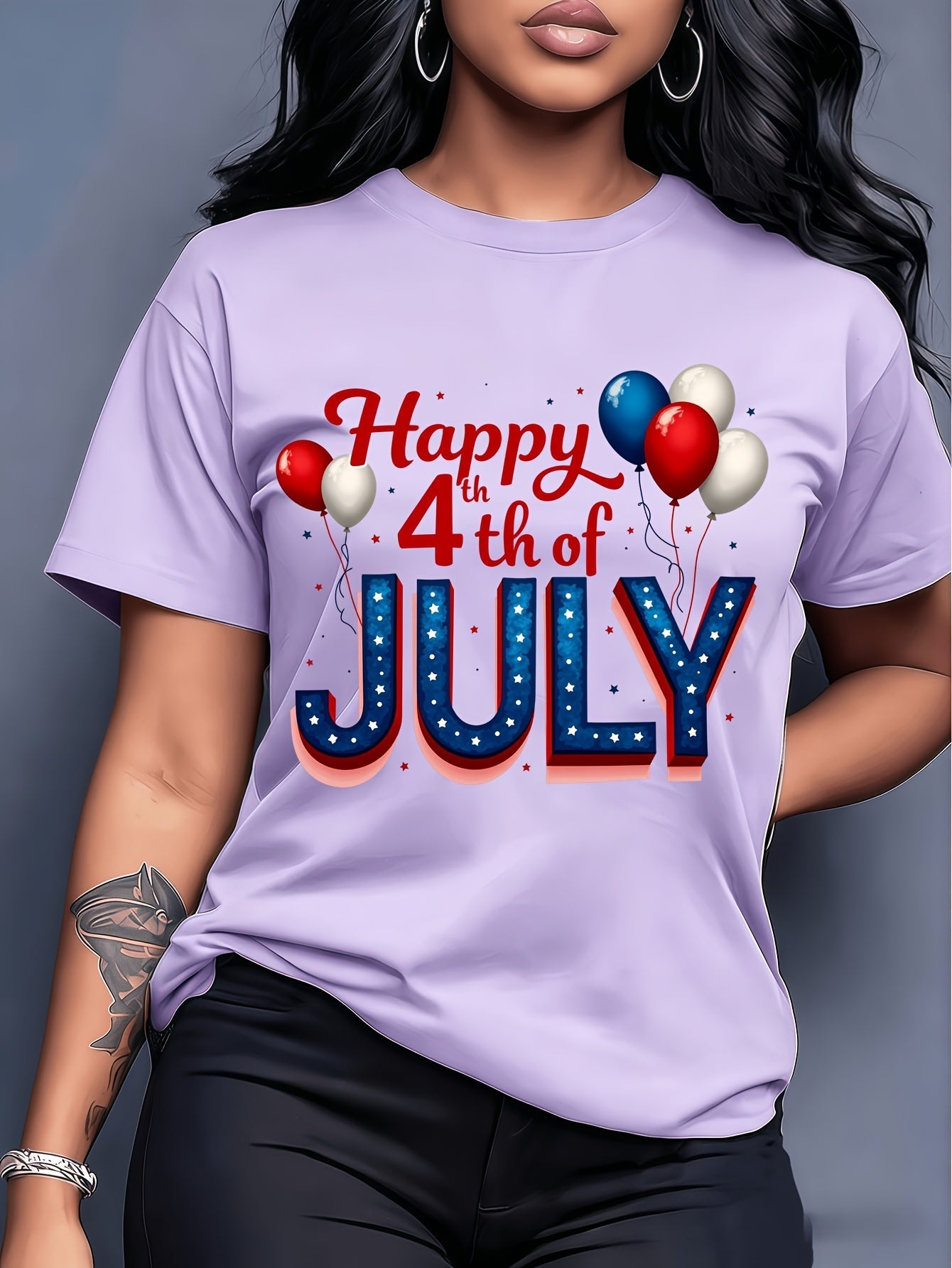 Women's Graphic Print T-Shirt - Relaxed Fit – Sizes 1XL–5XL detail view