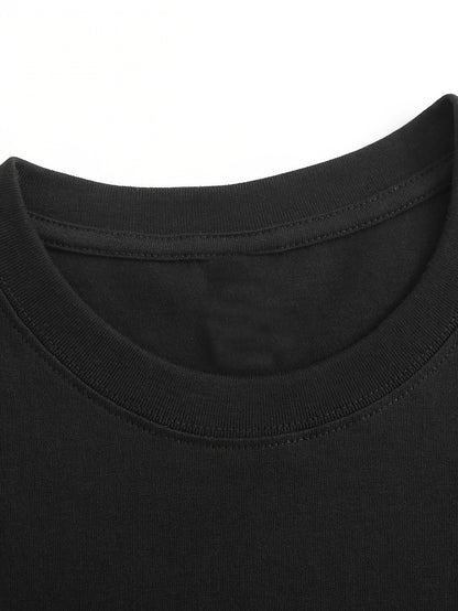 Women's Graphic Print T-Shirt - Round Neck Short Sleeve – Black Graphic Design 15813 detail view