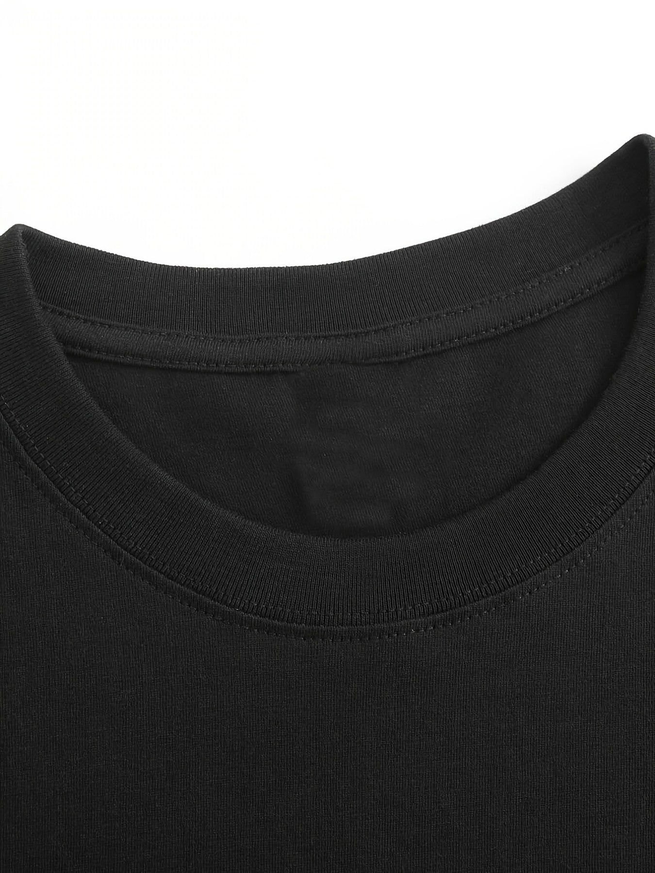 Women's Graphic Print T-Shirt - Round Neck Short Sleeve – Black Graphic Design 15813 detail view