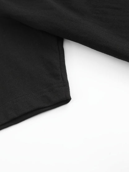 Women's Graphic Print T-Shirt - Round Neck Short Sleeve – Black Graphic Design 15813 detail view