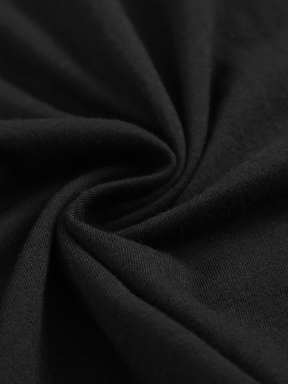 Women's Graphic Print T-Shirt - Round Neck Short Sleeve – Black Graphic Design 15813 detail view