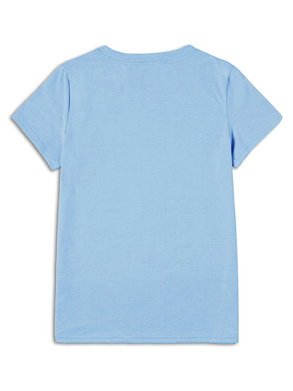 Women's Graphic Print T-Shirt - Round Neck Short Sleeve – Blue – main product image