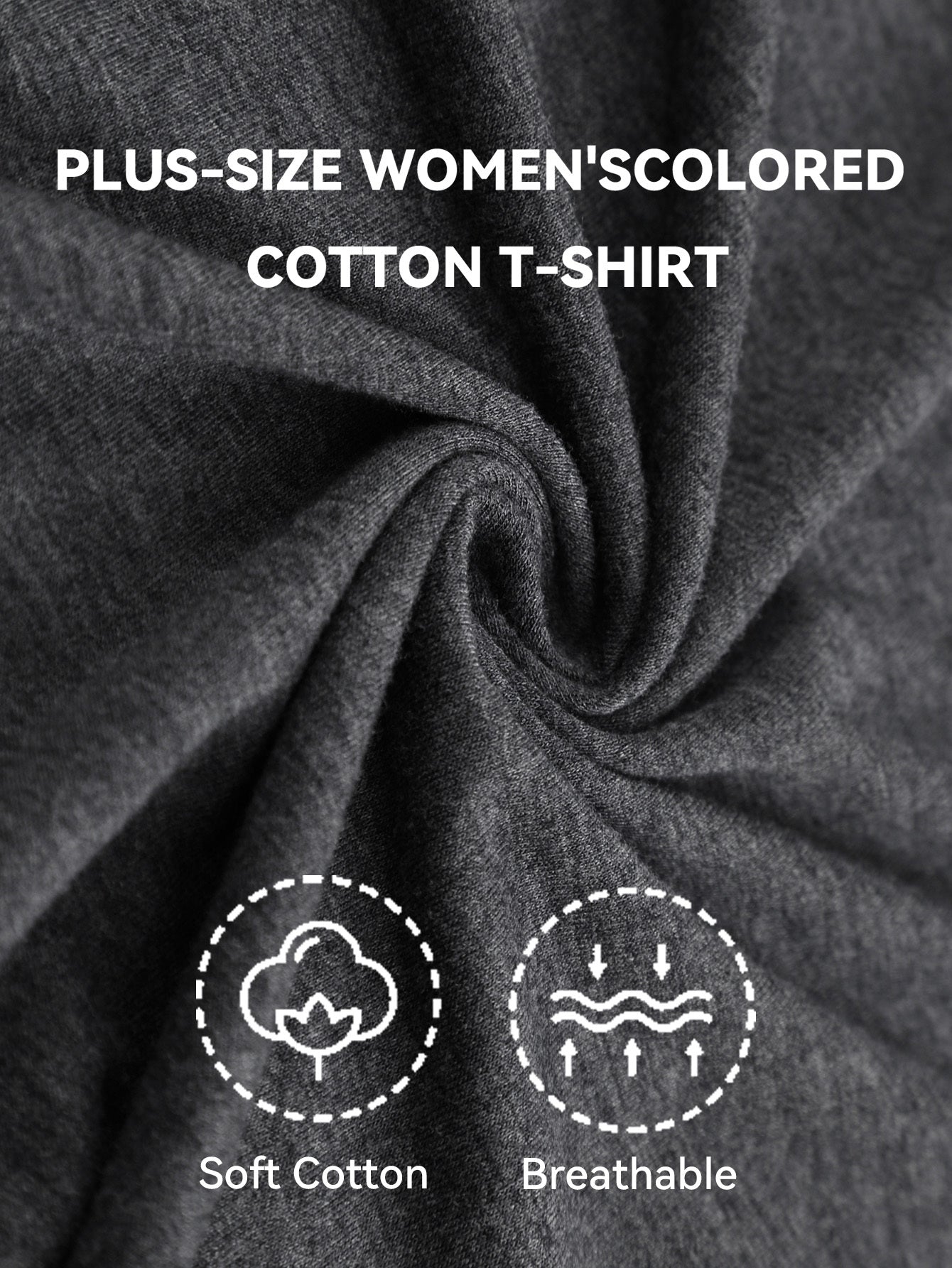 Women's Graphic Print T-Shirt - Round Neck Short Sleeve – Dark Gray detail view