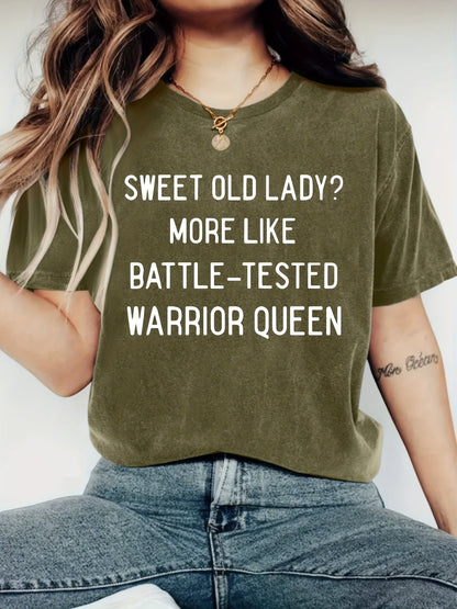 Women's Graphic Print T-Shirt - Round Neck Short Sleeve – Dark Gray / Black detail view