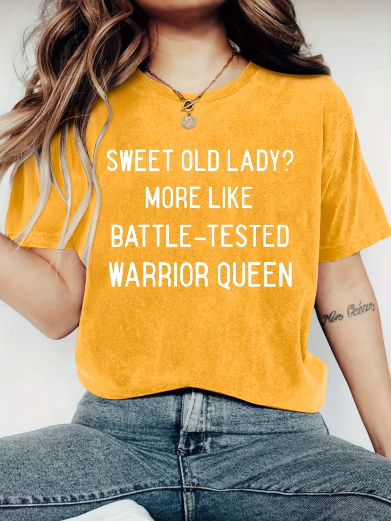 Women's Graphic Print T-Shirt - Round Neck Short Sleeve – Dark Gray / Black detail view