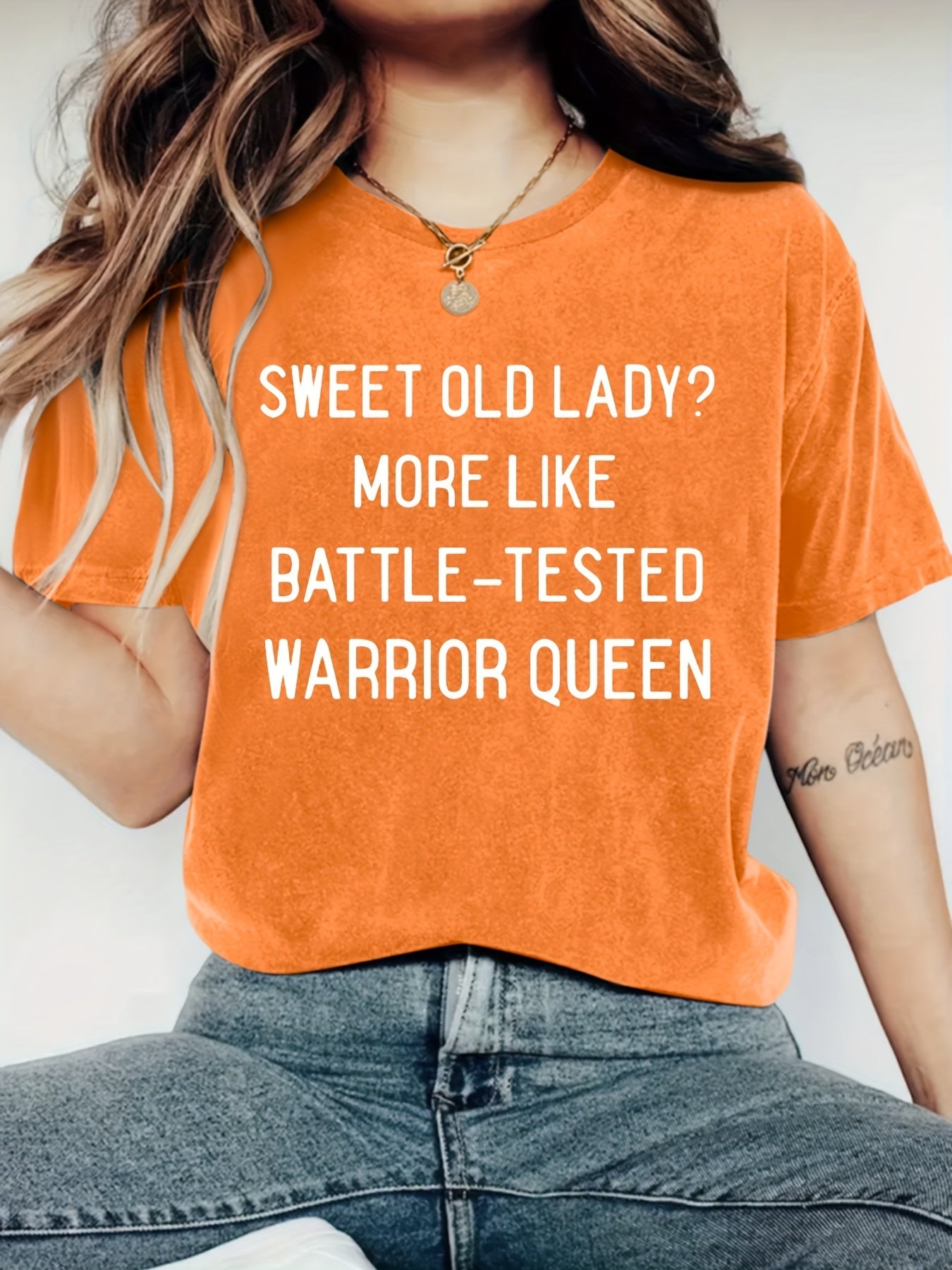 Women's Graphic Print T-Shirt - Round Neck Short Sleeve – Dark Gray / Black – Gray option – view 5