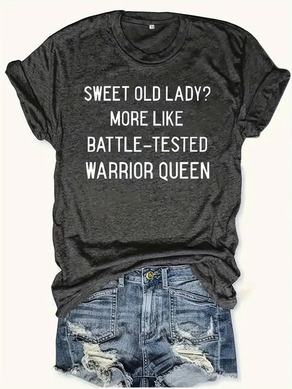 Women's Graphic Print T-Shirt - Round Neck Short Sleeve – Dark Gray / Black – Gray option – view 6