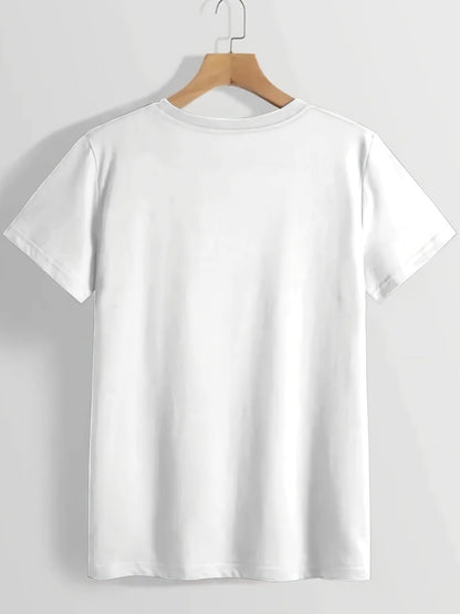 Women's Graphic Print T-Shirt - Round Neck Short Sleeve – Green / Royal Blue detail view