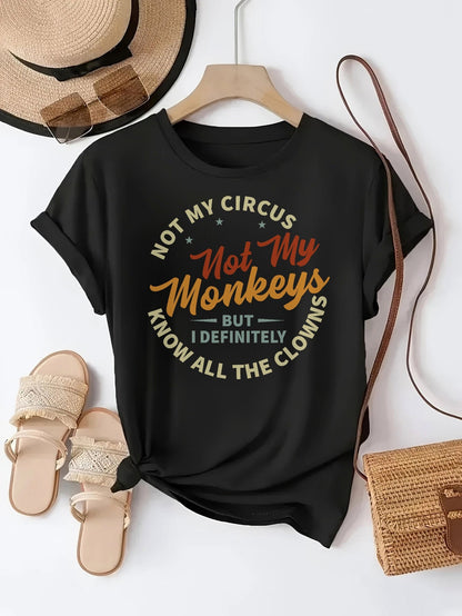 Women's Graphic Print T-Shirt - Round Neck Short Sleeve – Grey detail view