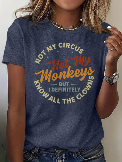 Women's Graphic Print T-Shirt - Round Neck Short Sleeve – Grey detail view