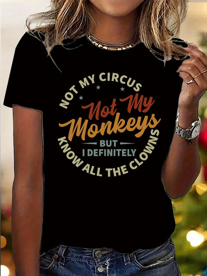 Women's Graphic Print T-Shirt - Round Neck Short Sleeve – Grey detail view