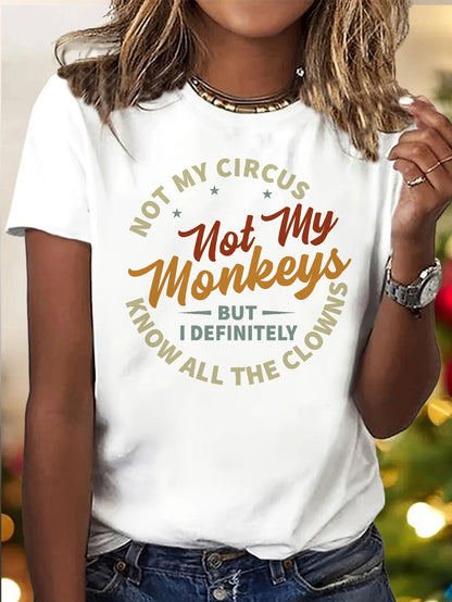 Women's Graphic Print T-Shirt - Round Neck Short Sleeve – Grey detail view