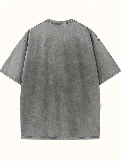Women's Graphic Print T-Shirt - Round Neck Short Sleeve – Light Gray 2 / Black detail view
