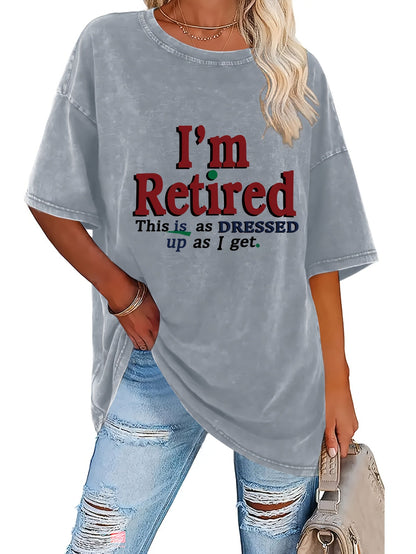 Women's Graphic Print T-Shirt - Round Neck Short Sleeve – Light Gray 2 / Black detail view