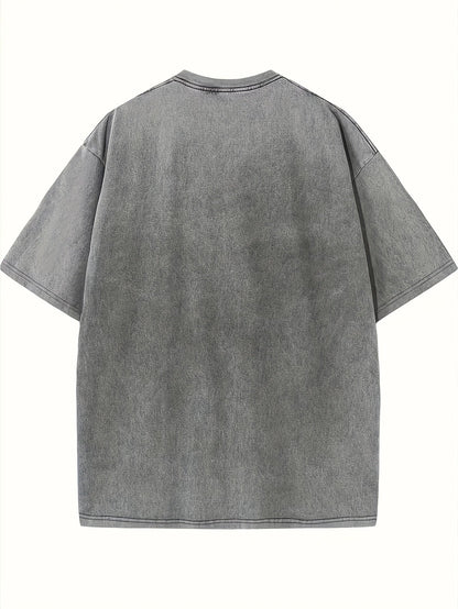 Women's Graphic Print T-Shirt - Round Neck Short Sleeve – Light Gray 2 / Black detail view