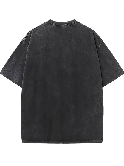 Women's Graphic Print T-Shirt - Round Neck Short Sleeve – Light Gray 2 / Black detail view