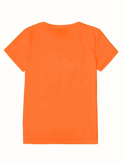 Women's Graphic Print T-Shirt - Round Neck Short Sleeve – Light Grey / Sky Blue detail view
