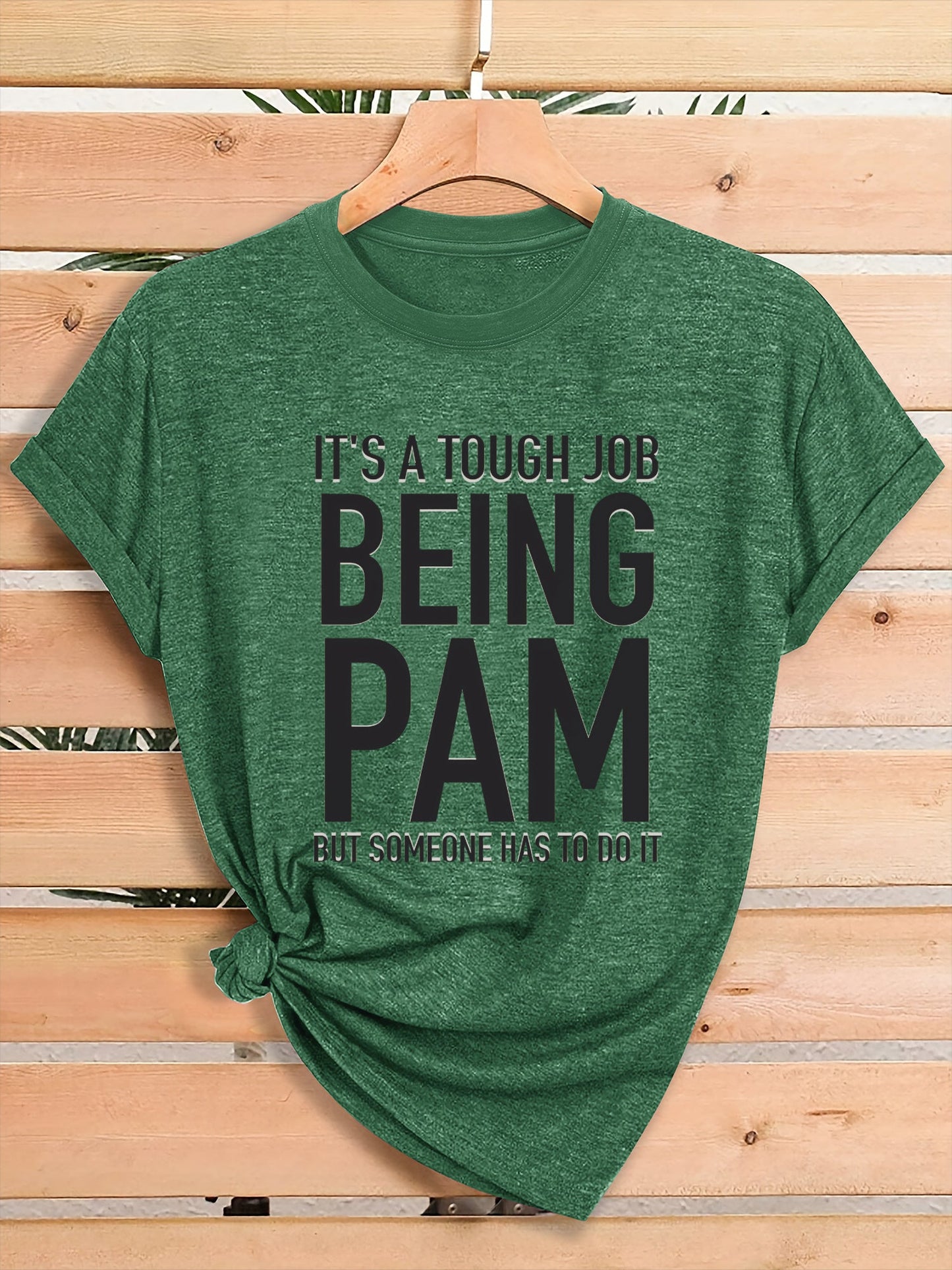 Women's Graphic Print T-Shirt - Round Neck Short Sleeve – Olive / Grey – view 9