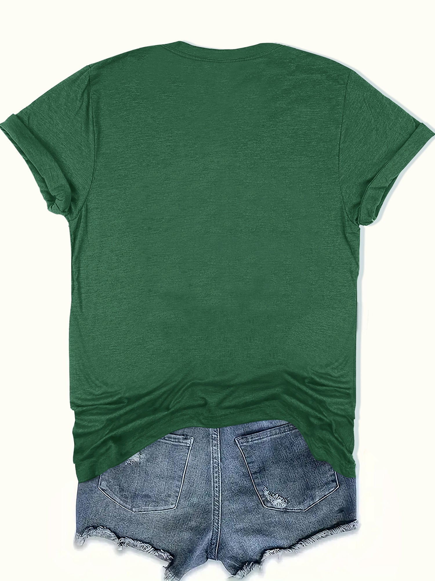 Women's Graphic Print T-Shirt - Round Neck Short Sleeve – Olive / Grey – view 10