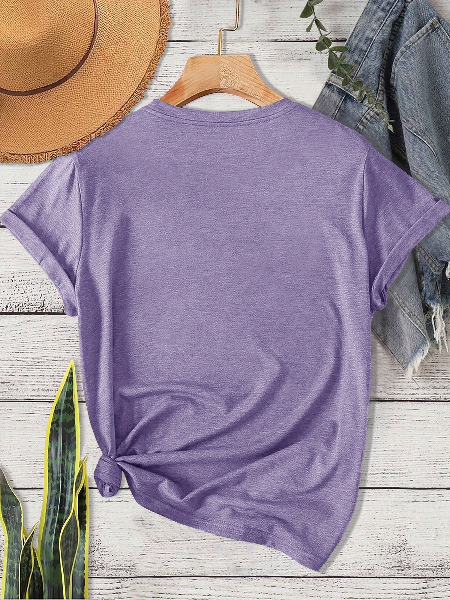 Women's Graphic Print T-Shirt - Round Neck Short Sleeve – Olive / Grey – view 25