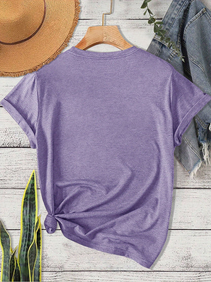 Women's Graphic Print T-Shirt - Round Neck Short Sleeve – Olive / Grey – view 25