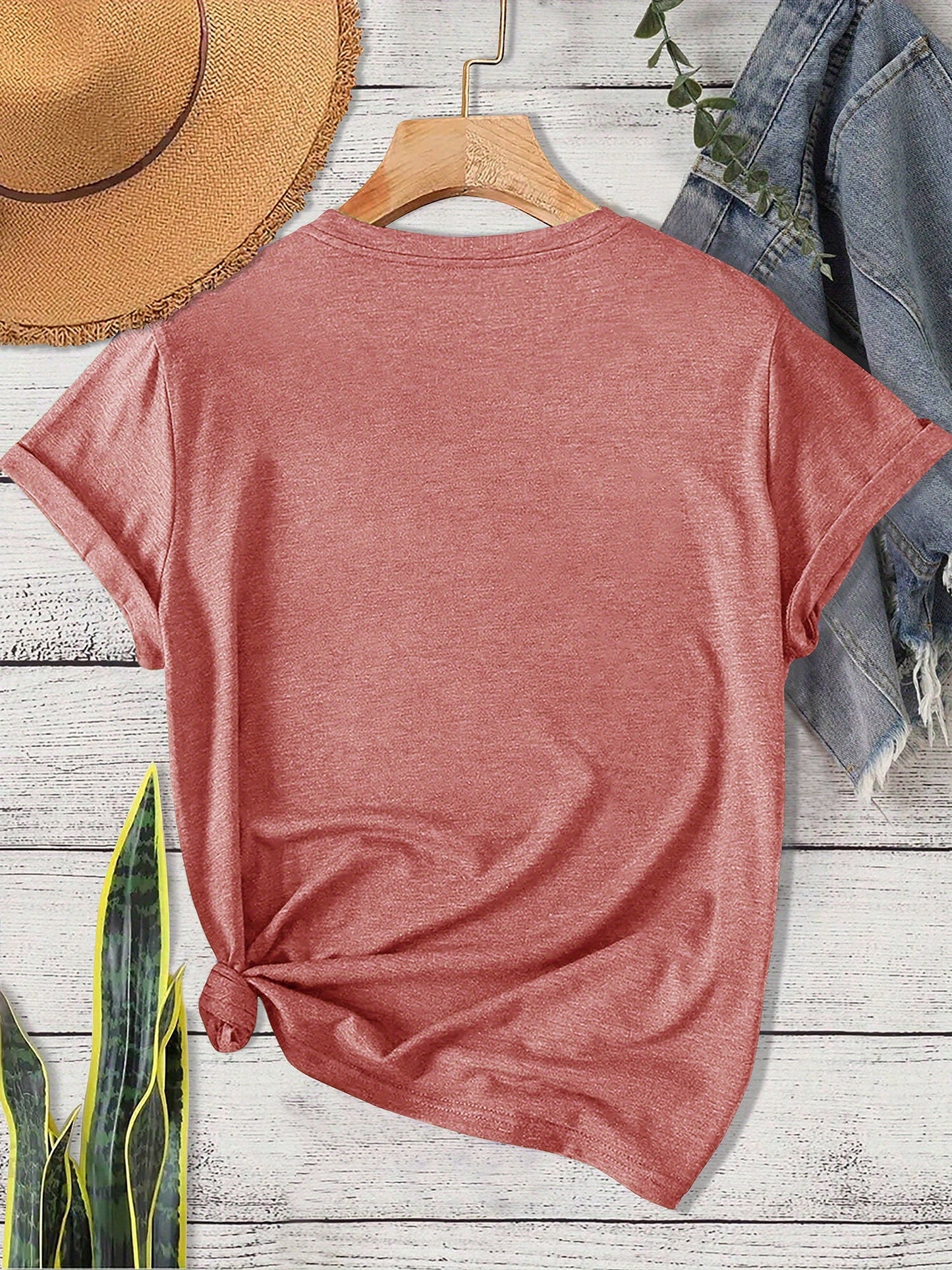 Women's Graphic Print T-Shirt - Round Neck Short Sleeve – Olive / Grey – view 30