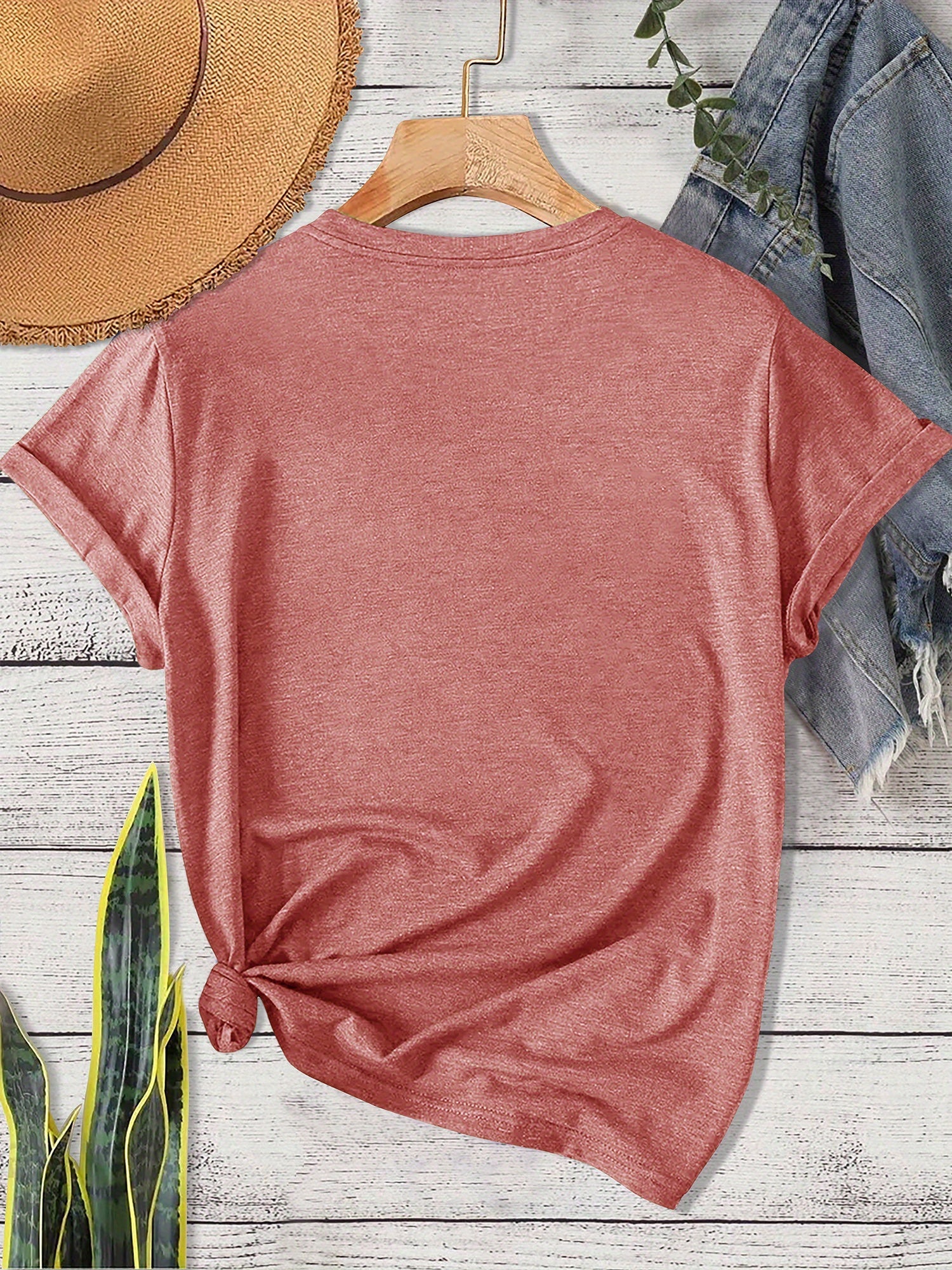 Women's Graphic Print T-Shirt - Round Neck Short Sleeve – Olive / Grey – view 30