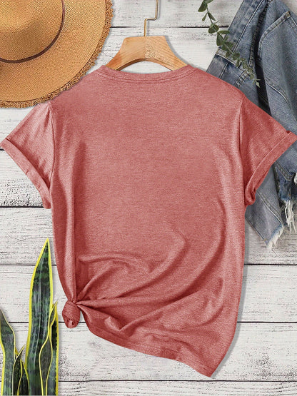 Women's Graphic Print T-Shirt - Round Neck Short Sleeve – Olive / Grey – view 30